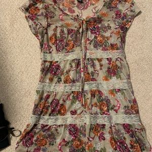 floral mesh sheer babydoll top